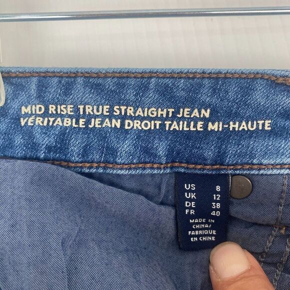 Lands End Women's Size 8 Blue Jeans Stretch Pockets Mid Rise Pre Owned - Picture 9 of 16